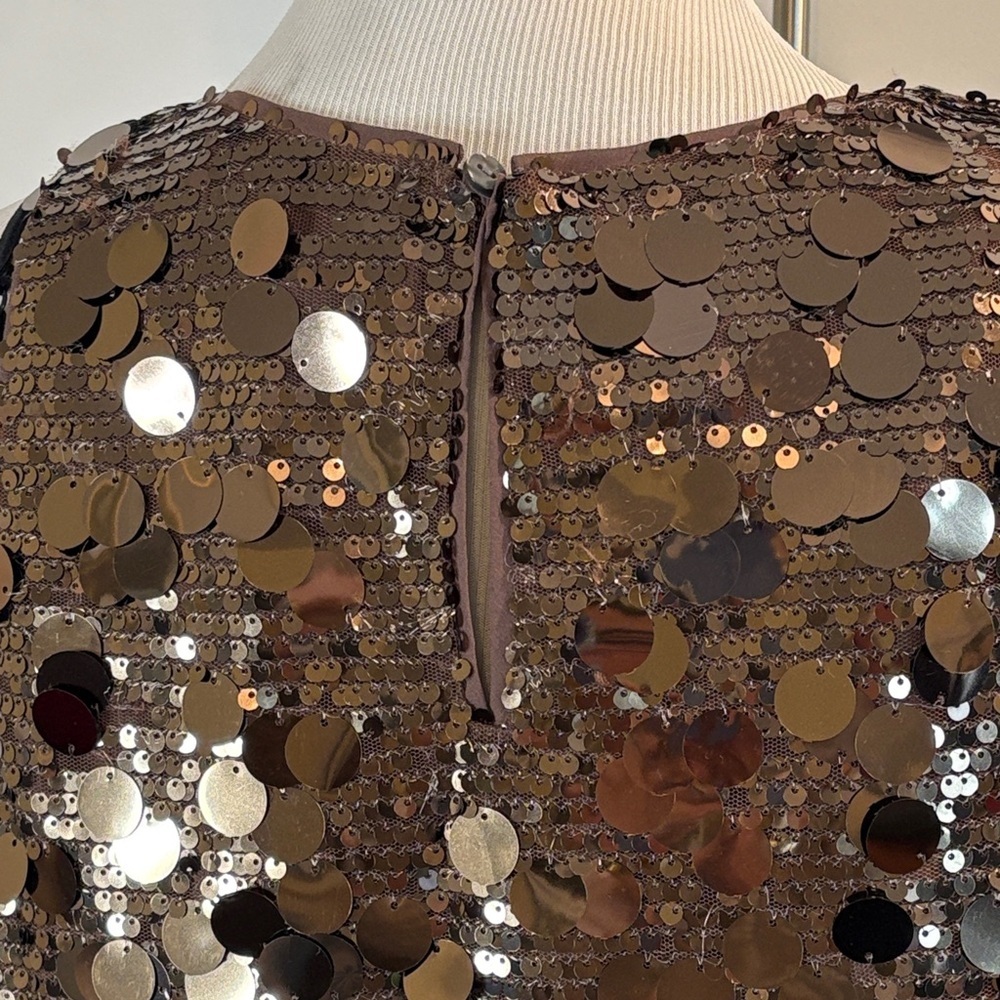 Sequin Shell Tank Top - Brown | M | Fully Lined - Picture 5 of 8